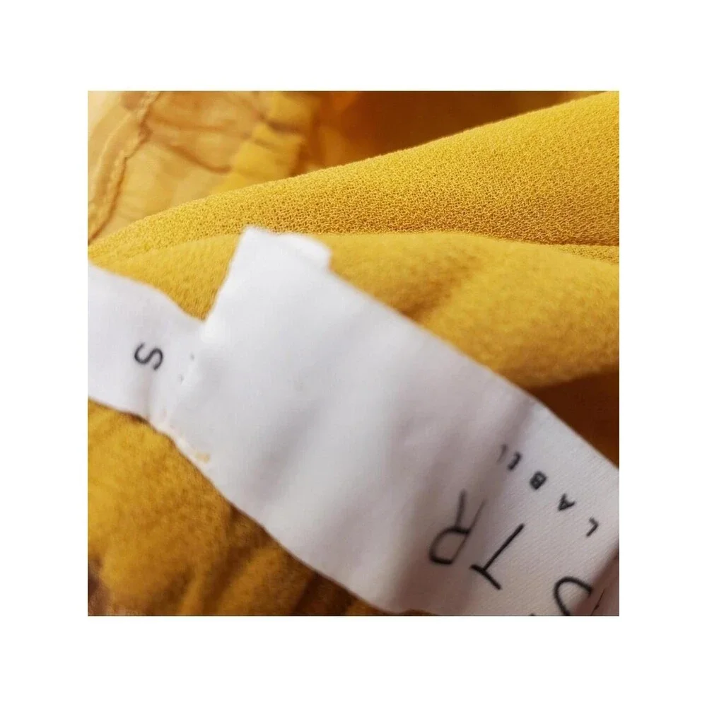 ASTR the Label Off Shoulder Top Smocked Blouse Puff Sleeve Yellow Size S